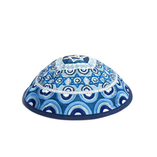 Embroidered Kippah - Rainbow and Star of David