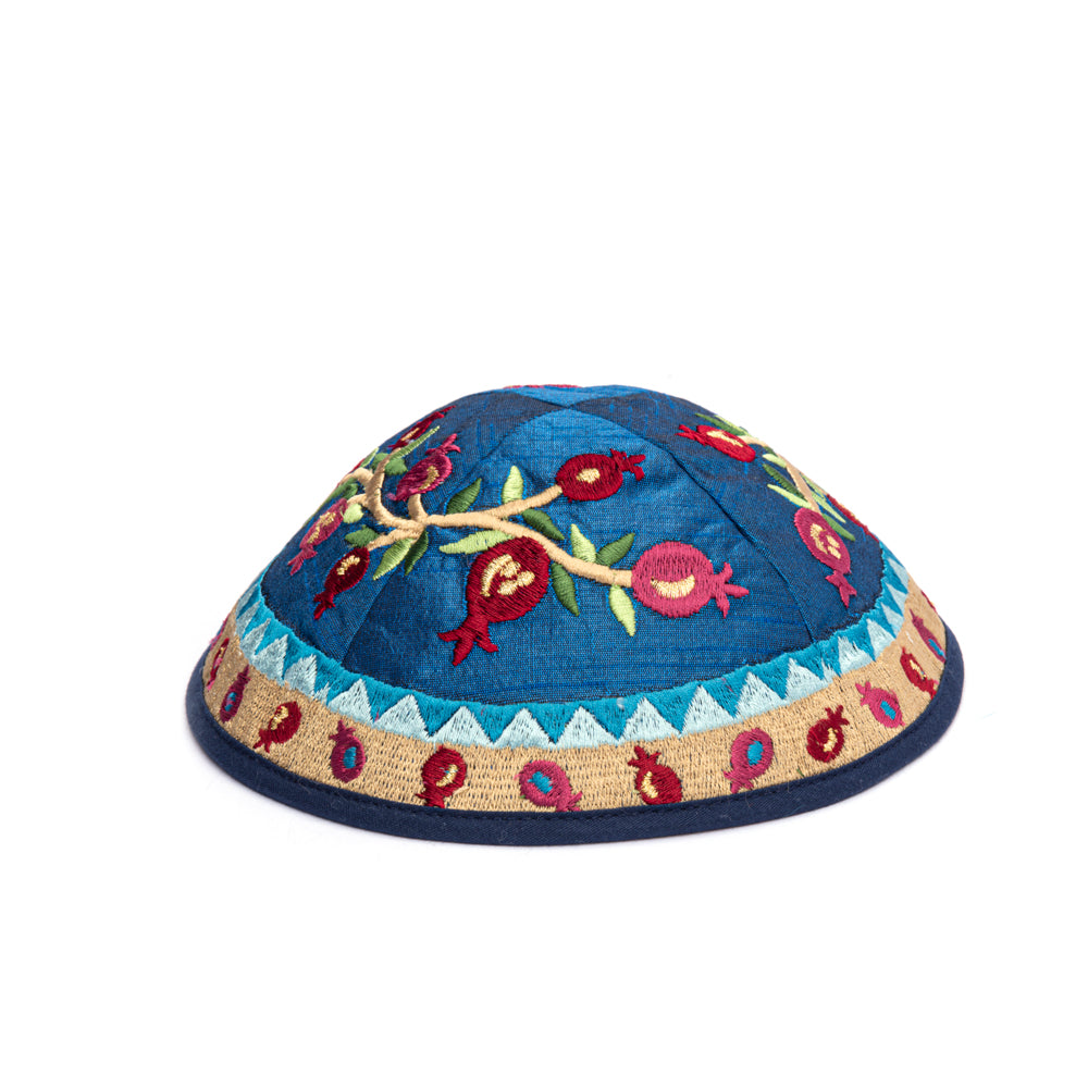 Embroidered Kippah - Pomegranates