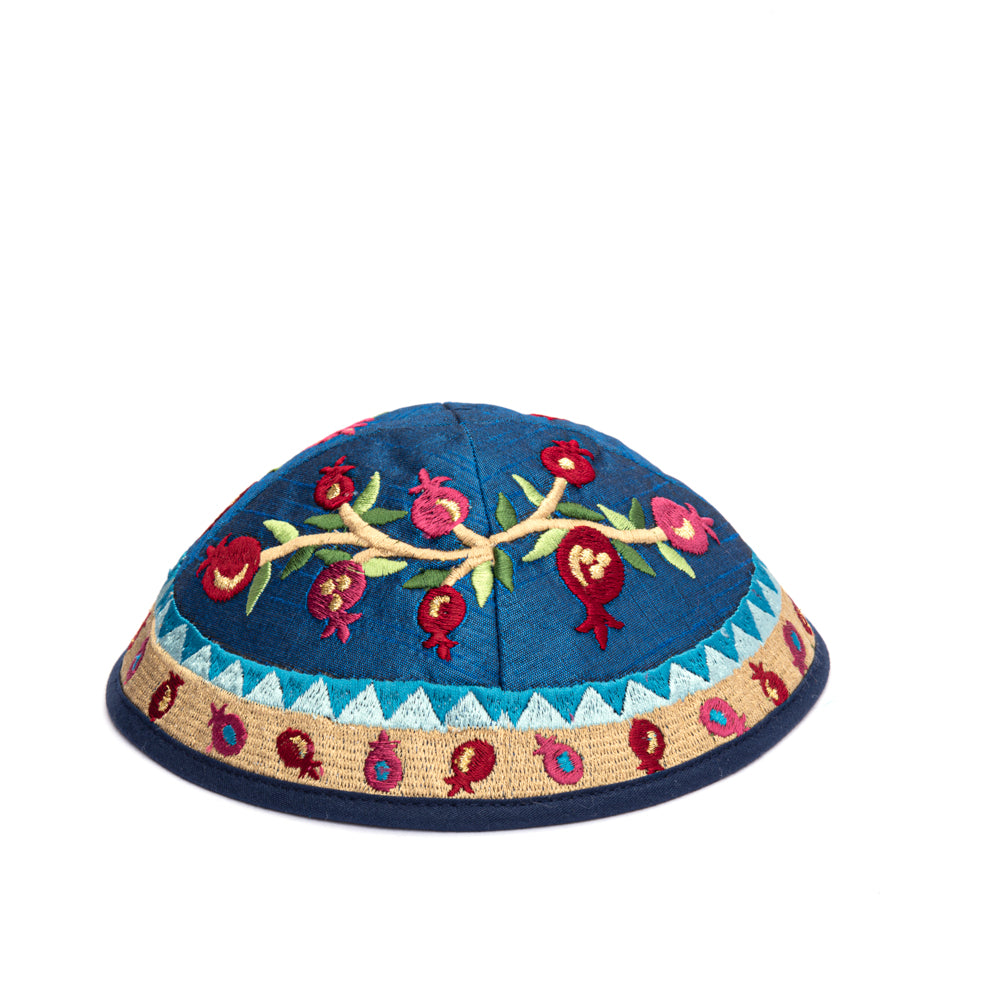 Embroidered Kippah - Pomegranates