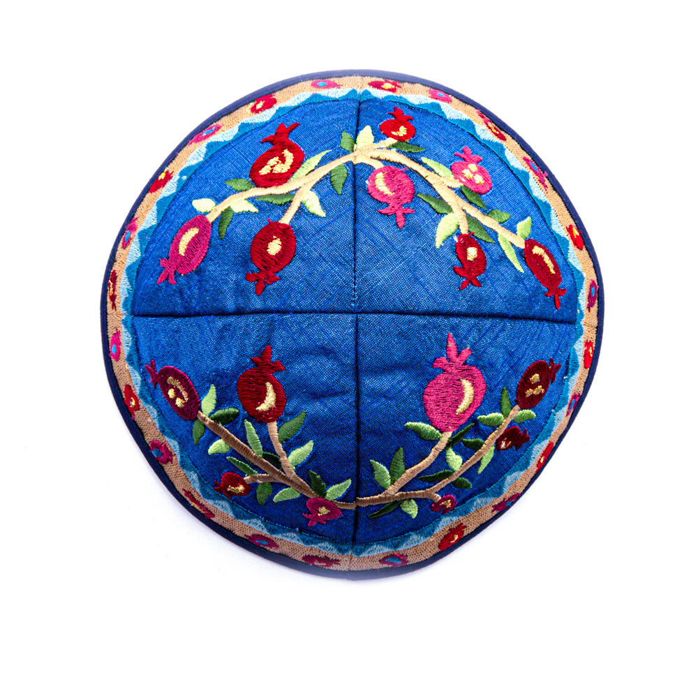 Embroidered Kippah - Pomegranates