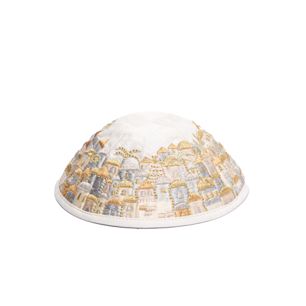 Premium Embroidered Kippah - Jerusalem