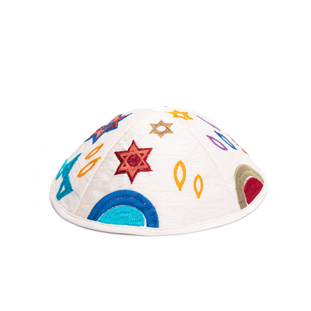 Embroidered Kippah - Hannukah Menorahs