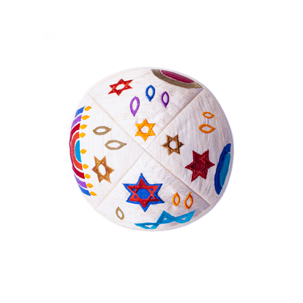 Embroidered Kippah - Hannukah Menorahs