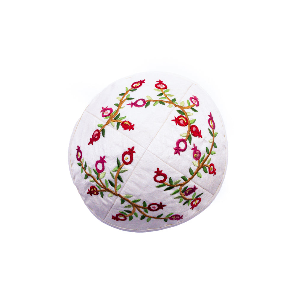 Embroidered Kippah - Pomegranate Branch