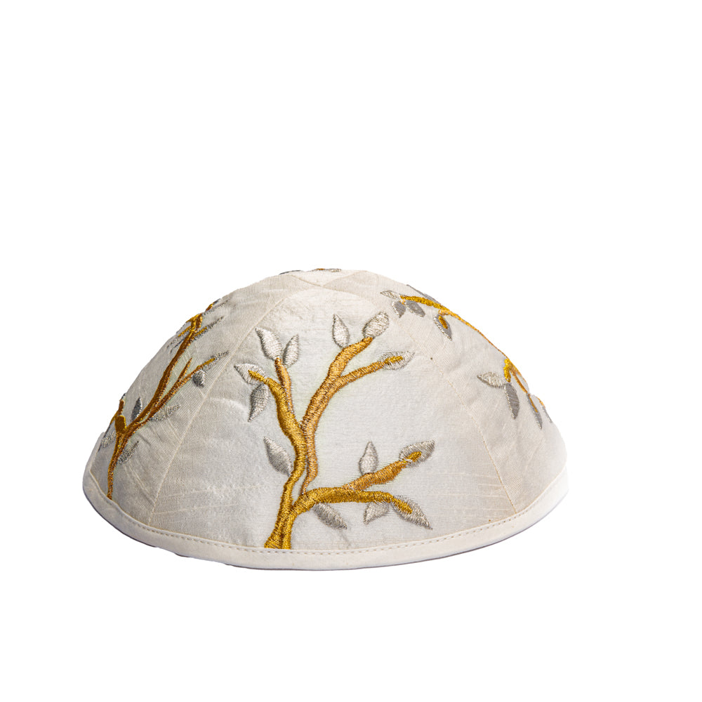Embroidered Kippah - Tree of Life - Gold