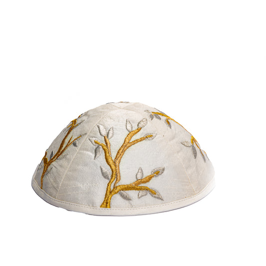 Embroidered Kippah - Tree of Life - Gold