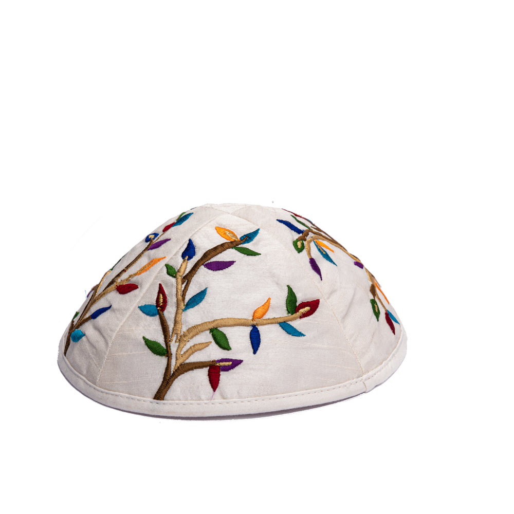 Embroidered Kippah - Tree of Life - Multicolored