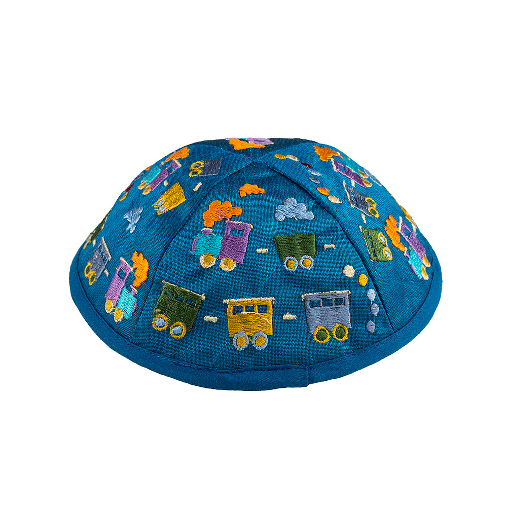 Children’s Kippah – Colorful Train Embroidery