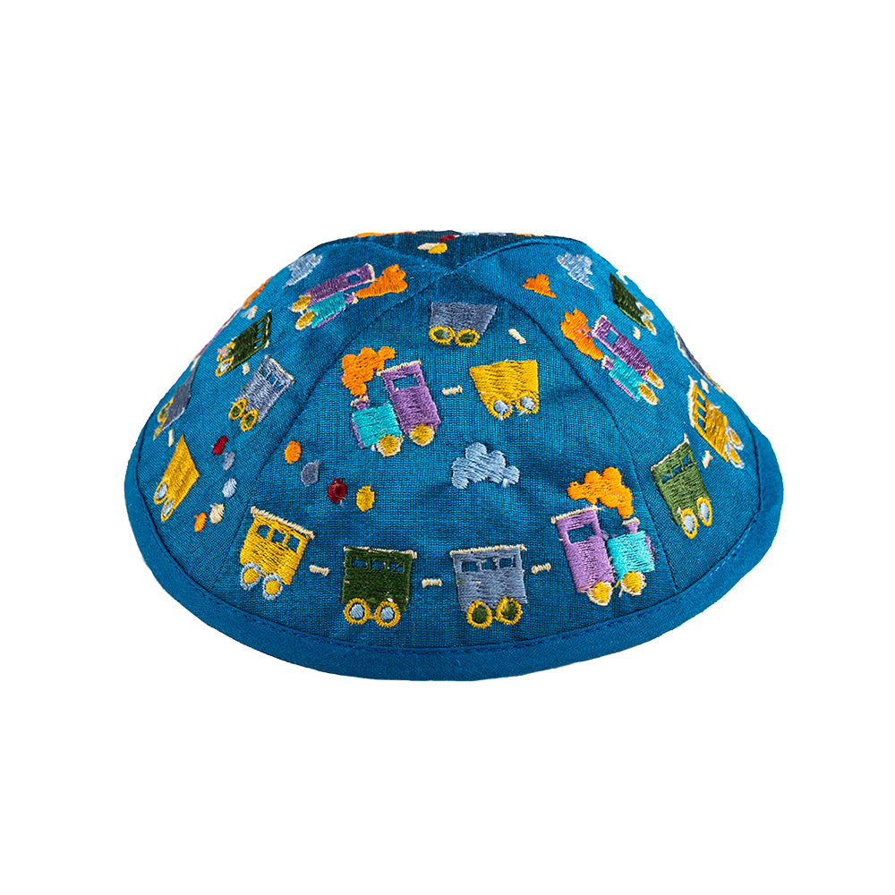 Children’s Kippah – Colorful Train Embroidery