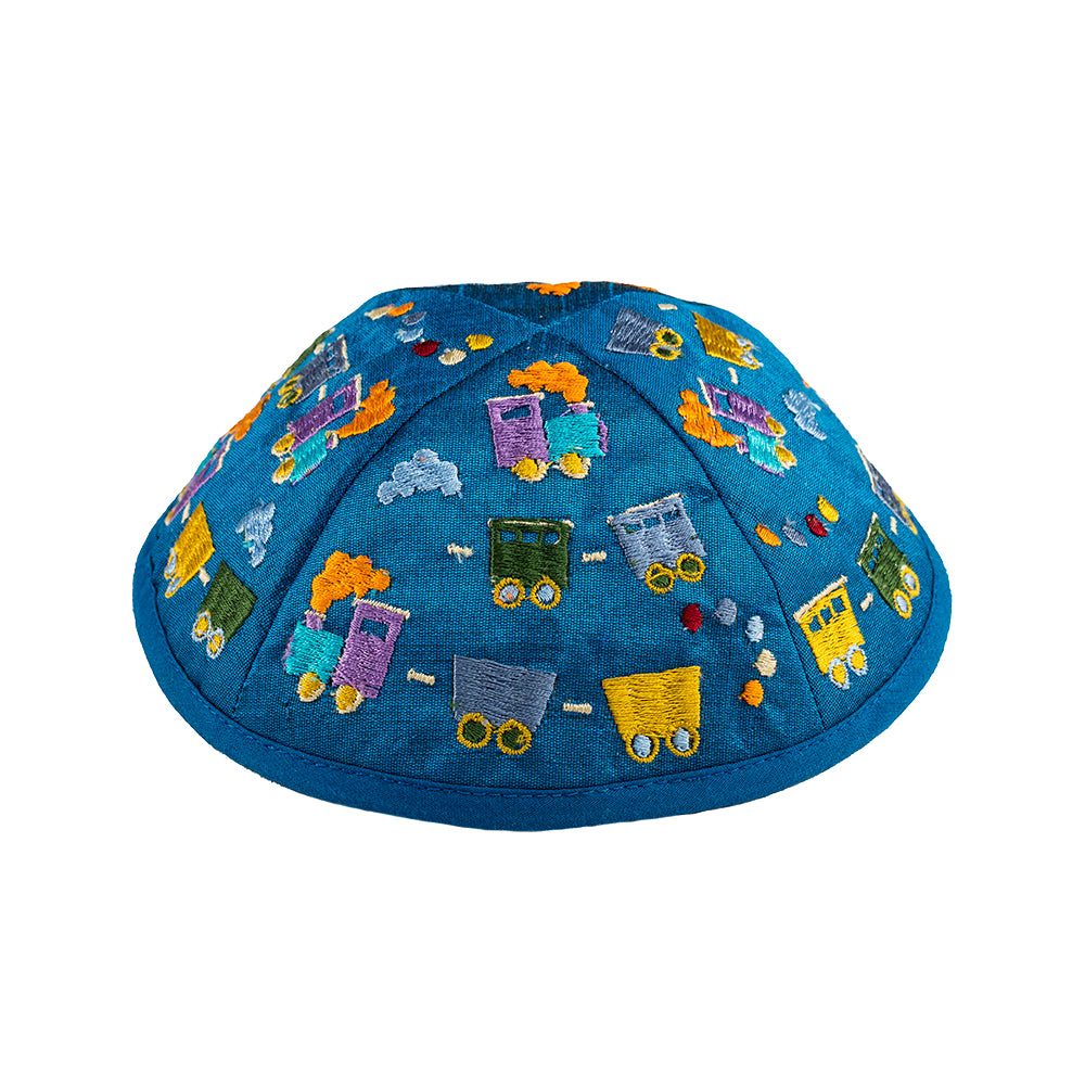 Children’s Kippah – Colorful Train Embroidery