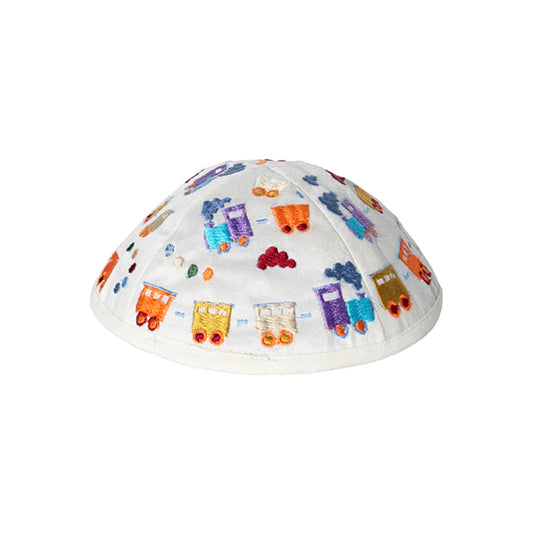 Children’s Kippah – Colorful Train Embroidery