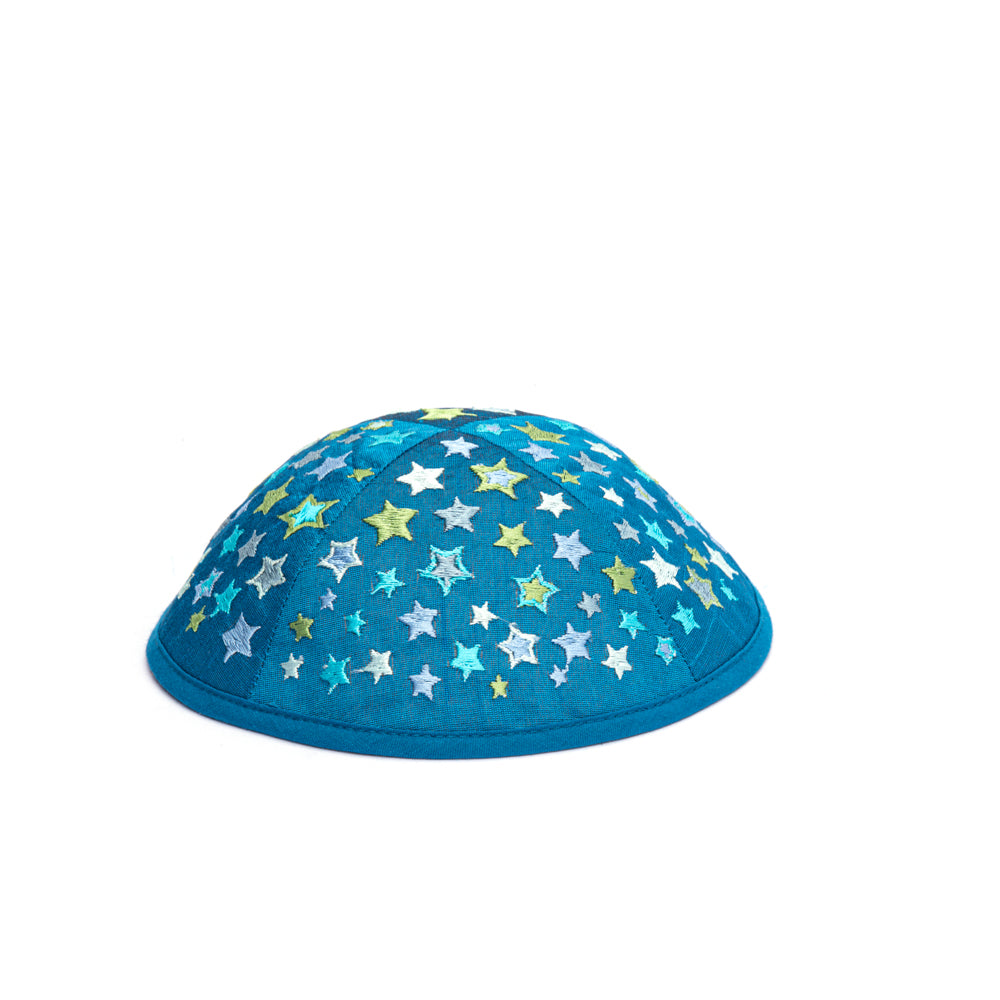 Children’s Kippah – Star Embroidery - Blue