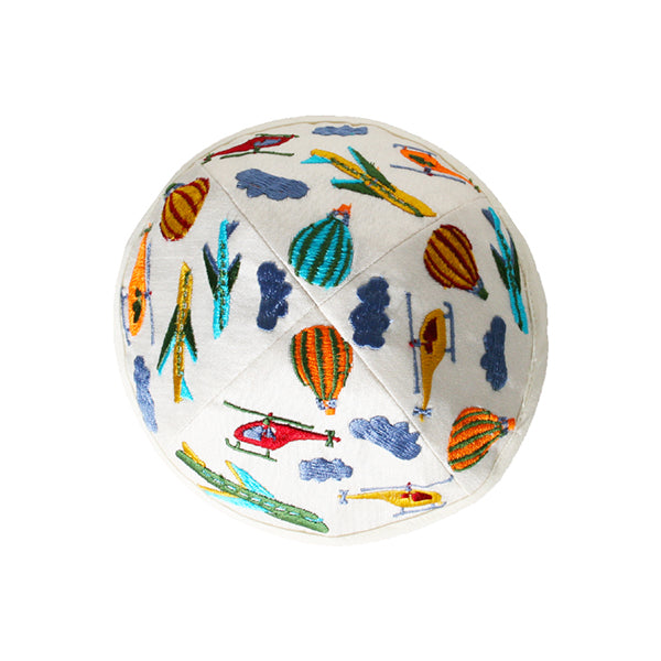 Children’s Kippah – Embroidered Airplanes