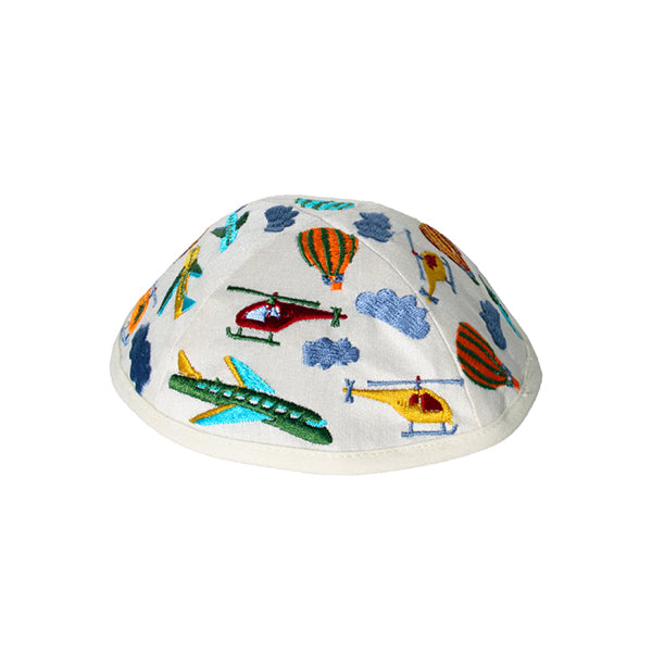 Children’s Kippah – Embroidered Airplanes