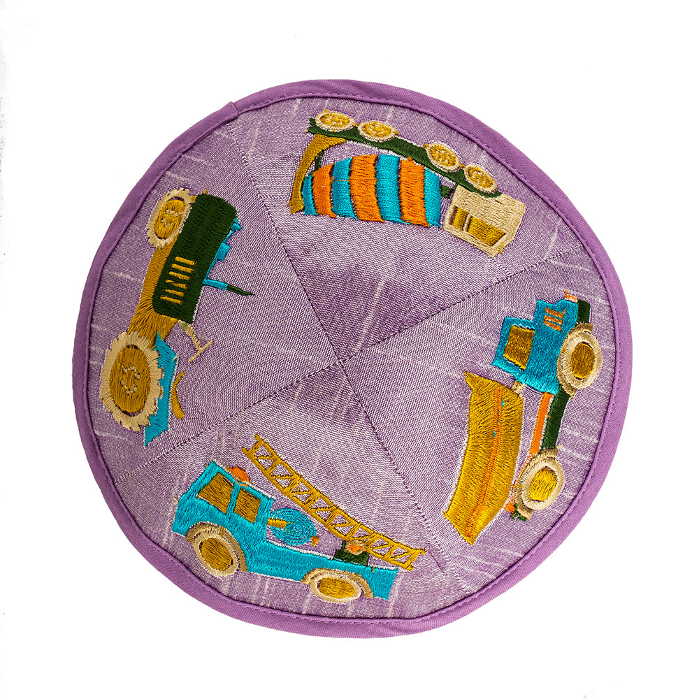 Children’s Kippah – Tractors and Trucks Embroidery