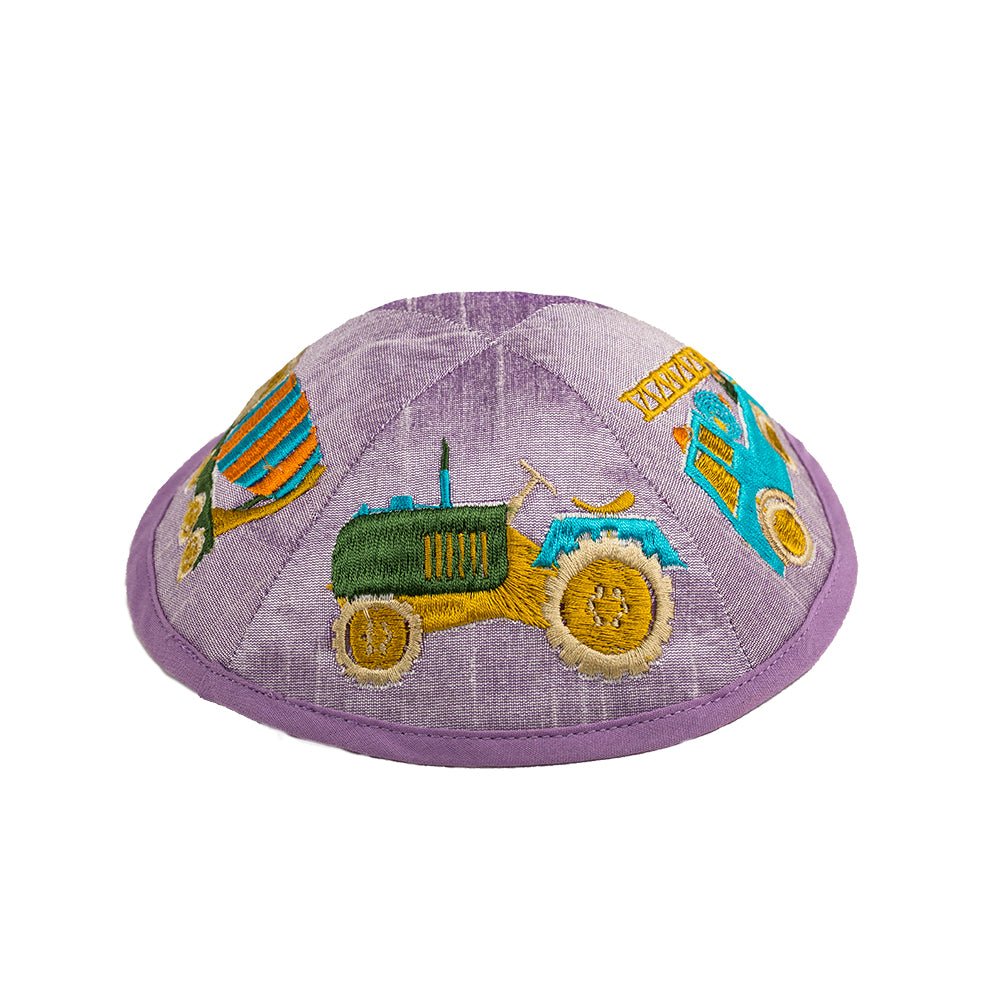 Children’s Kippah – Tractors and Trucks Embroidery