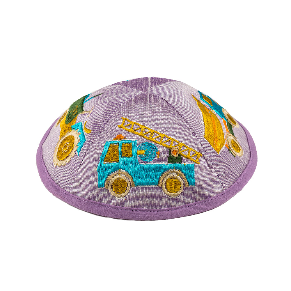 Children’s Kippah – Tractors and Trucks Embroidery