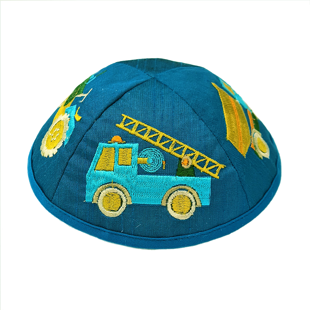 Children’s Kippah – Tractors and Trucks Embroidery