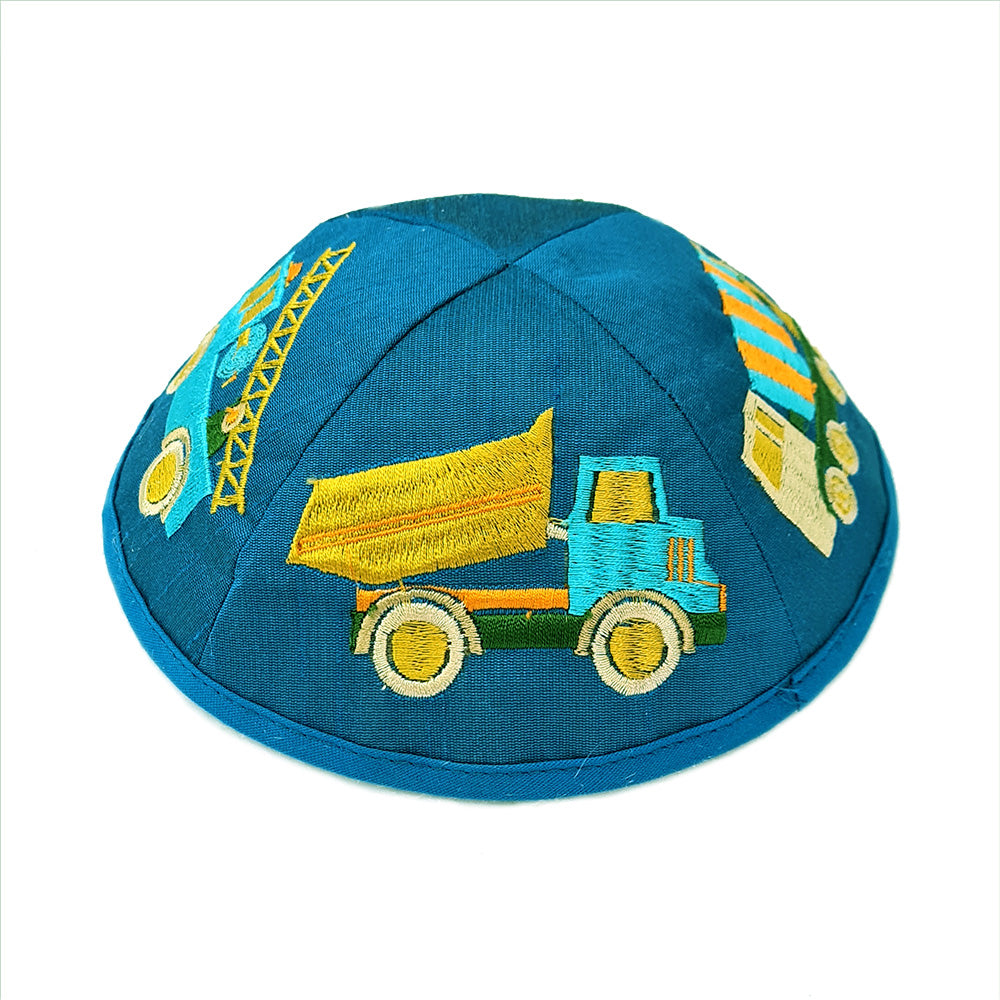 Children’s Kippah – Tractors and Trucks Embroidery