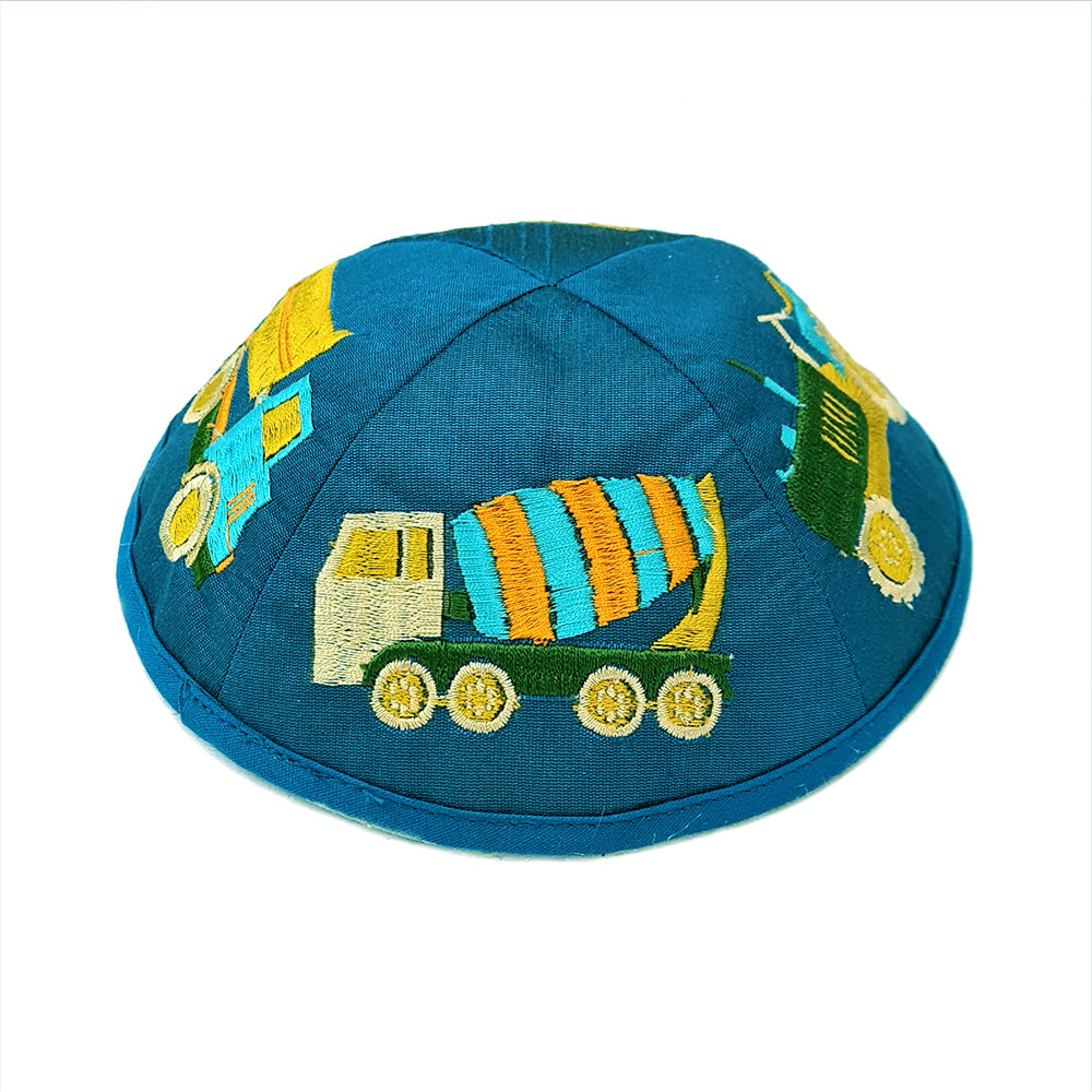 Children’s Kippah – Tractors and Trucks Embroidery