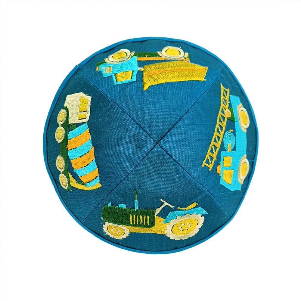 Children’s Kippah – Tractors and Trucks Embroidery