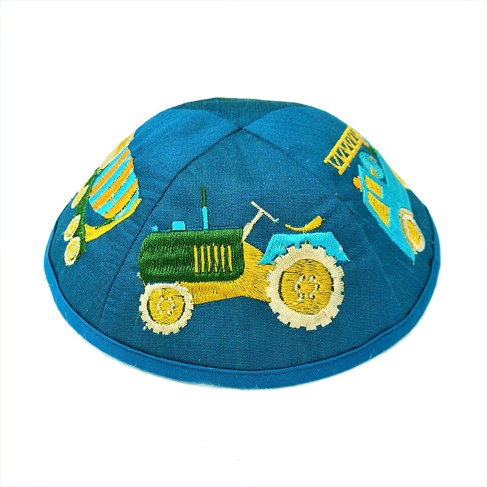 Children’s Kippah – Tractors and Trucks Embroidery