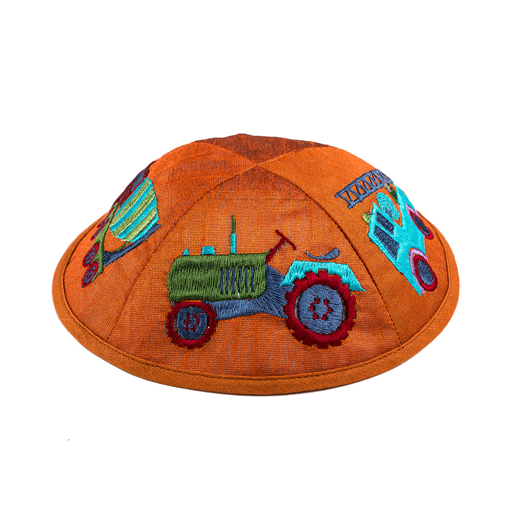 Children’s Kippah – Tractors and Trucks Embroidery