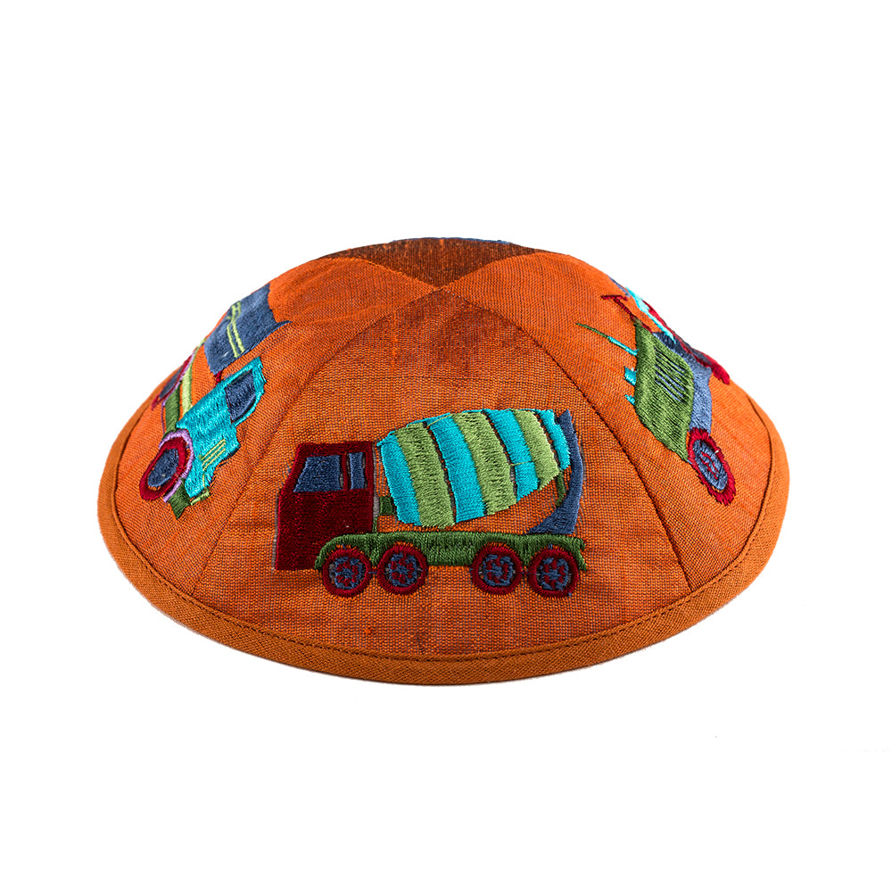 Children’s Kippah – Tractors and Trucks Embroidery