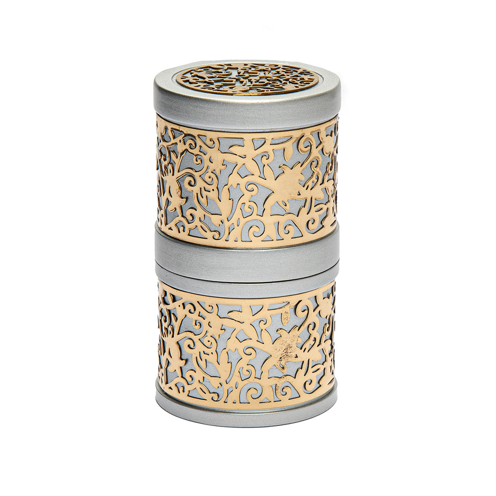Metal Cutout Travel Havdalah Set, Silver