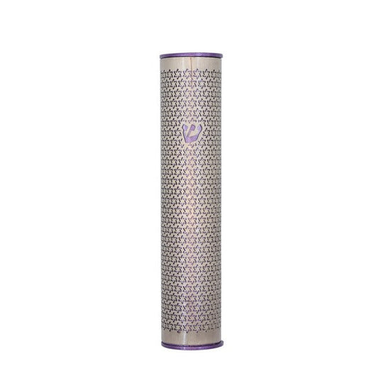 Metal Cutout Mezuzah Case, Star of David Purple