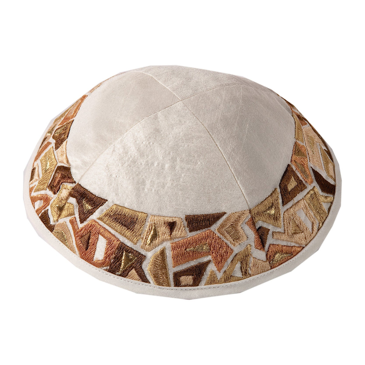 Geometry Embroidered Kippah, Gold