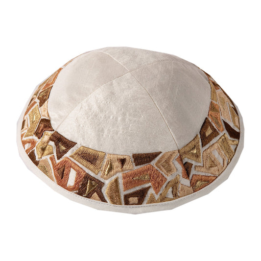 Geometry Embroidered Kippah, Gold