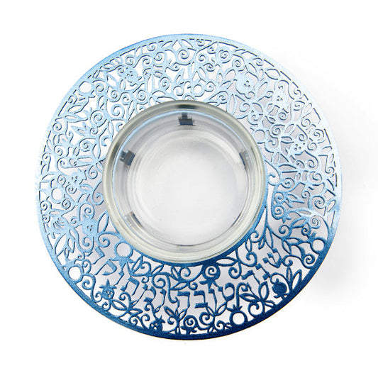 Metal Cutout Honey Dish, Blue
