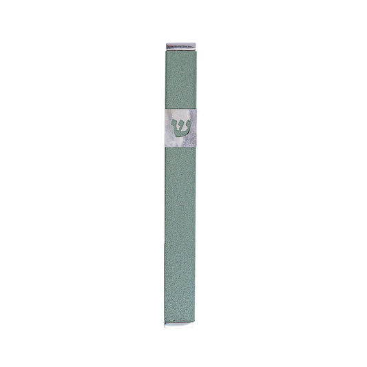 Modern Metal Mezuzah Case, Dark Green, 6"