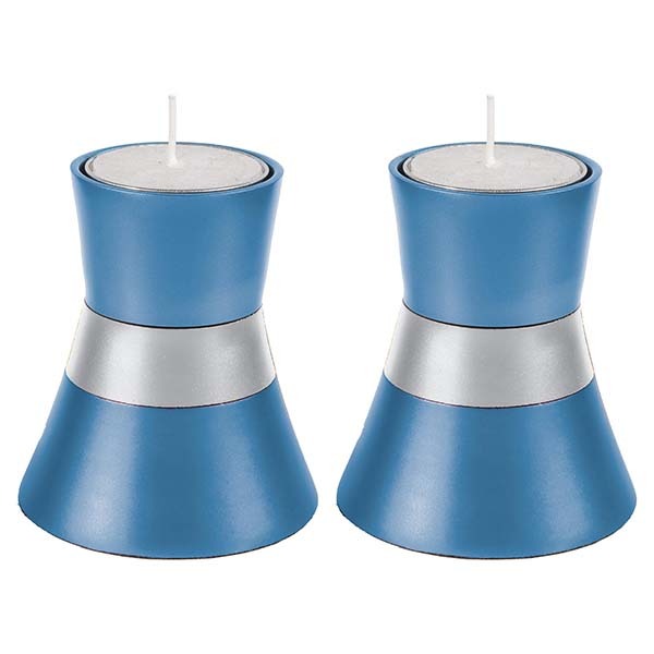 Anodized Aluminum Candlesticks, Small Light Blue