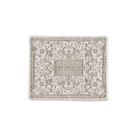 Embroidered Silk Tefillin Bag, Silver