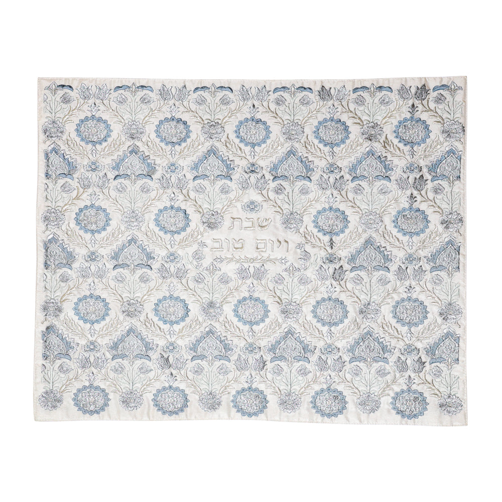 Fully Embroidered Challah Cover, Silver Carpet