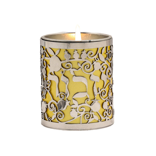 Metal Cutout Memorial Candle Holder, Pomegranate