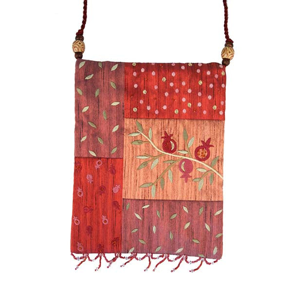 Embroidered Fabric Patchwork Bag, Pomegranate