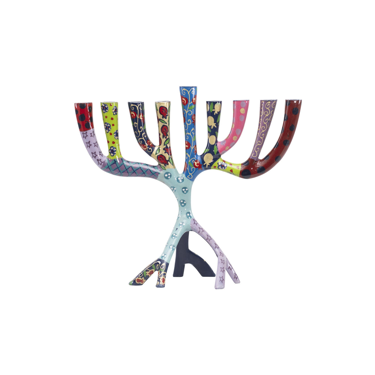 Hand Painted Metal Menorah, Multicolor