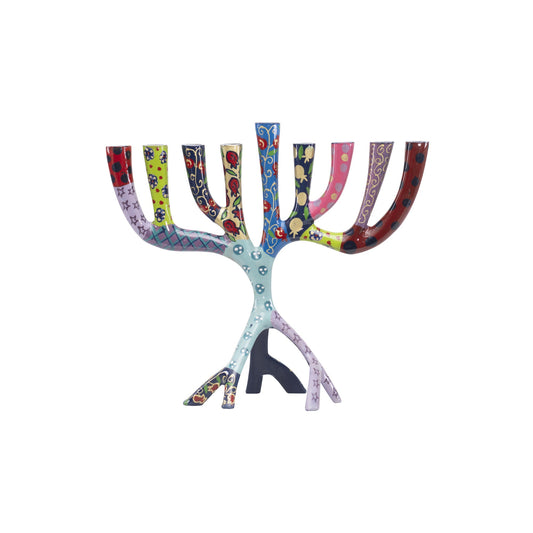Hand Painted Metal Menorah, Multicolor