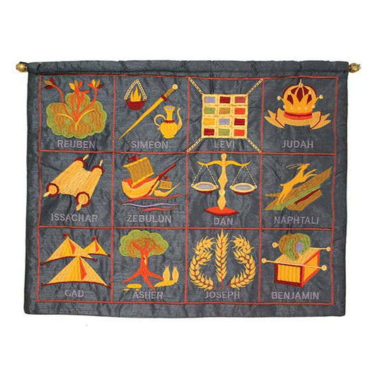 Embroidered Fabric Wall Hanging, Twelve Tribes