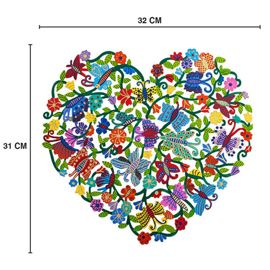 Hand Painted Metal Heart Cutout, Butterflies