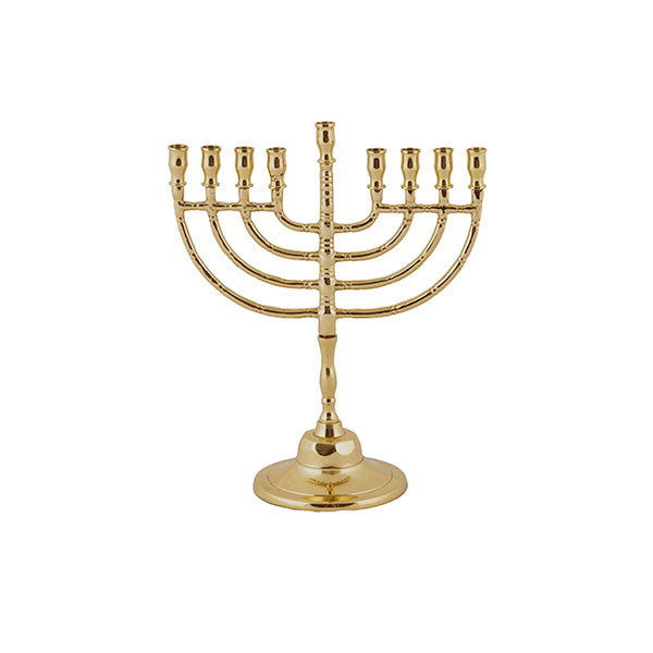 Brass Hanukkah Menorah, Circles, 9.5"