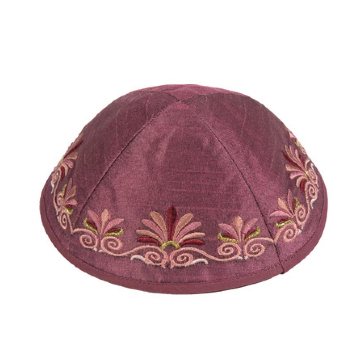 Wave Embroidered Kippah, Pink