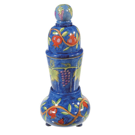 Hand Painted Wood Travel Havdallah Set, Pomegranate