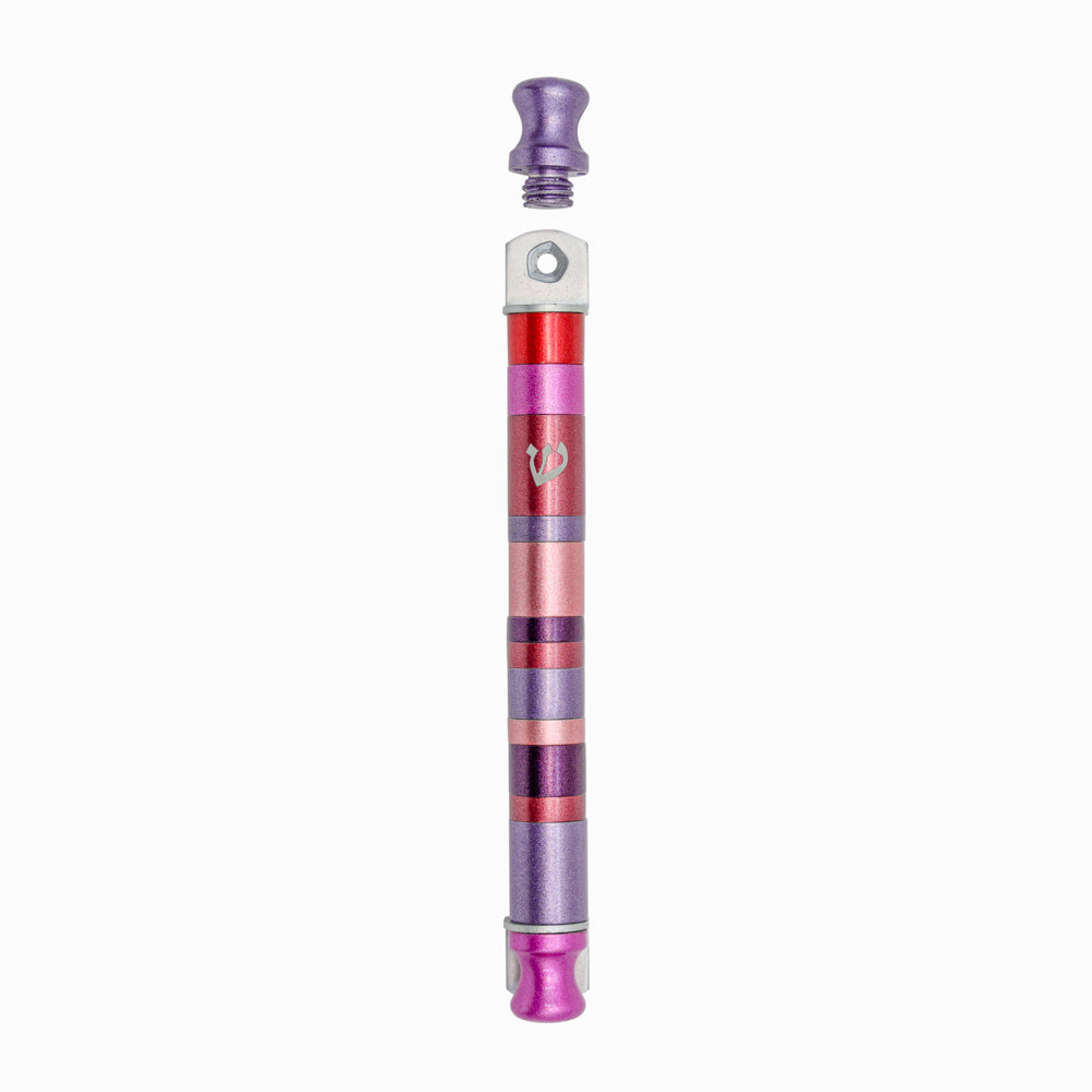Striped Aluminum Mezuzah Case, Maroon