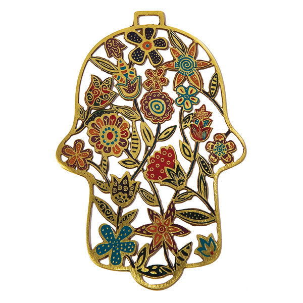 Hand Painted Metal Hamsa, Floral