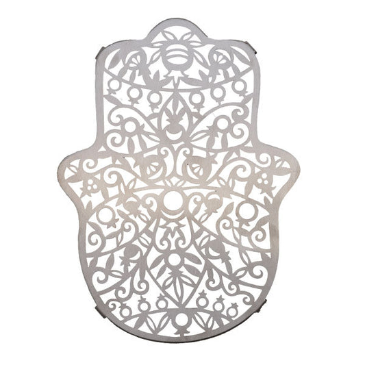 Laser Cut Stainless Steel Trivet, Hamsa