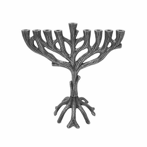 Metal Tree of Life Menorah, Silver , 10"
